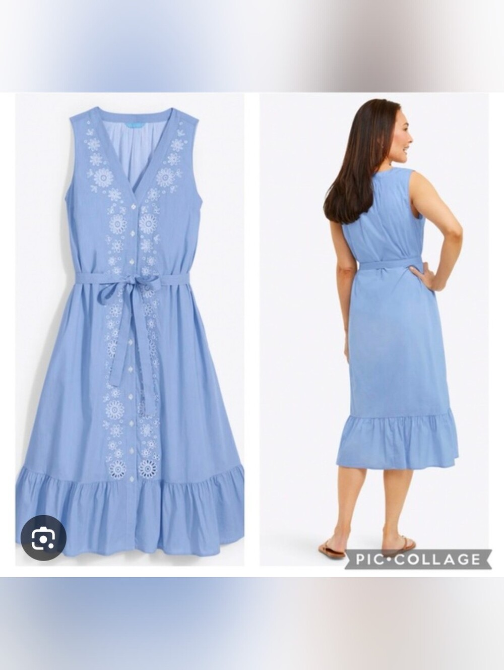 Draper James Light Blue Embroidered V‑Neck Midi Dress